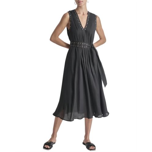 DKNY v-neck drapey organza dress