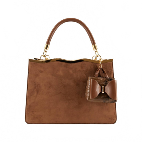 Like Dreams womens ramona suede mini charm crossbody bag in coffee