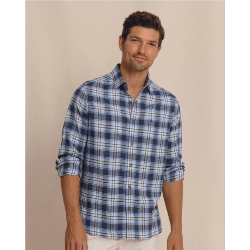 SOUTHERN TIDE ashborough plaid brushed twill sport shirt in heather dress blue