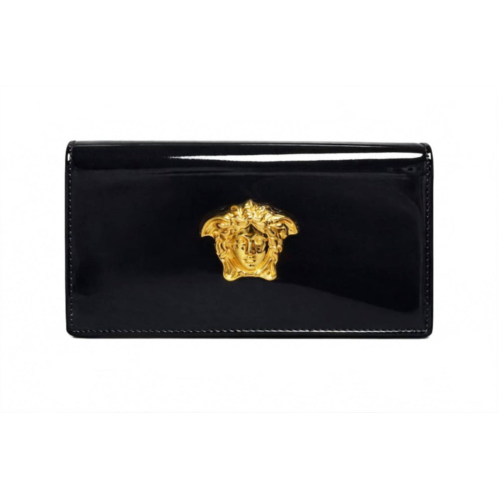 VERSACE womens medusa patent-leather clutch bag in black with gold-tone hardware