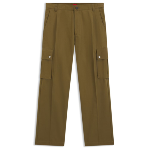 HUGO slim-fit cargo trousers in mercerized cotton
