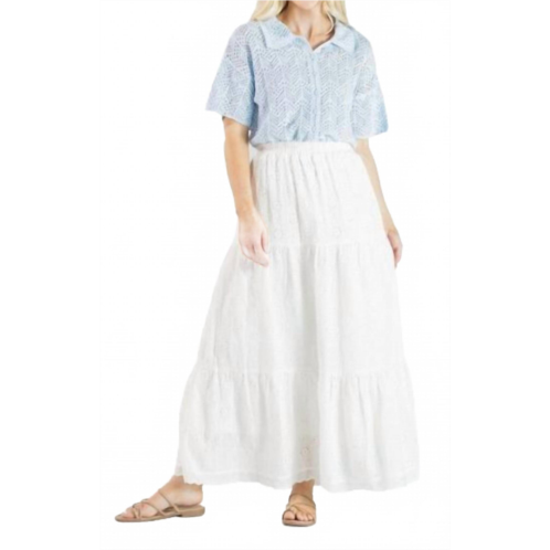 Simply Southern tiered maxi skirt in white