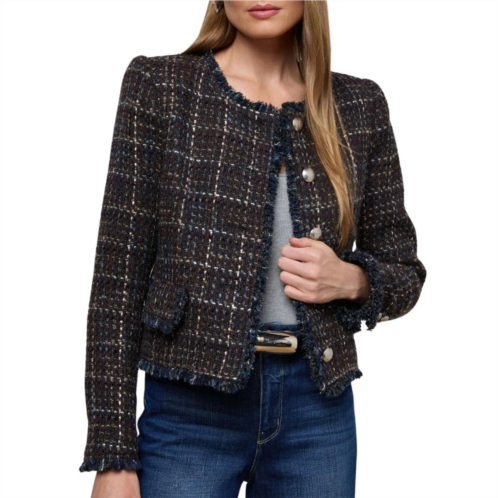 zaya tweed jacket in midnight brown multi