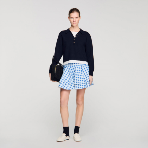 Sandro metal button layered collar sweater