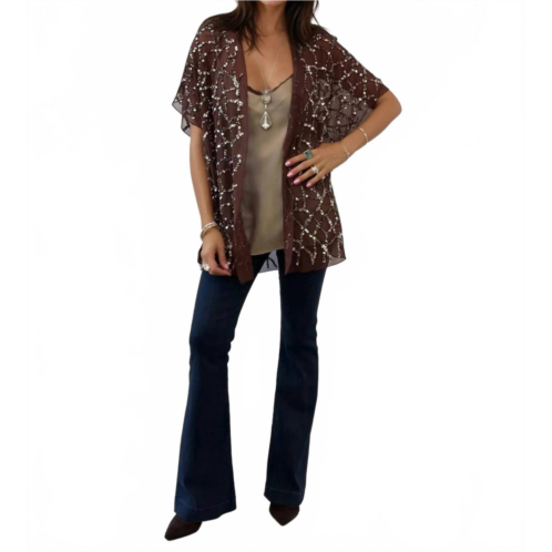 Malibu Road celeste sequin mesh jacket in burgundy