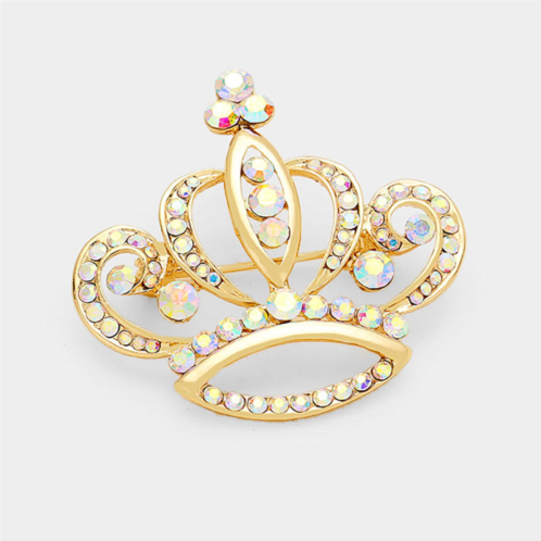 FASHNZFAB stone embellished crown pin brooch