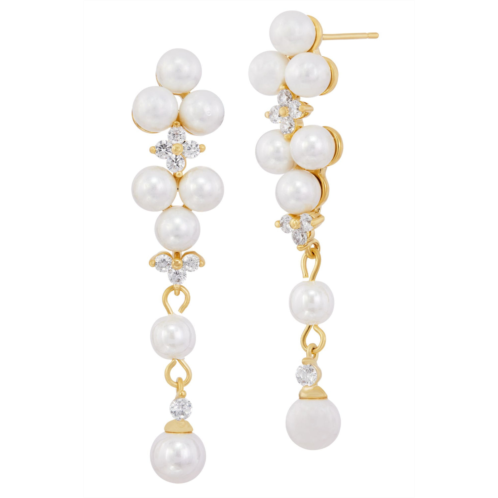 SAVVY CIE JEWELS gold plated with faux pearls and cz cascade dangle earring