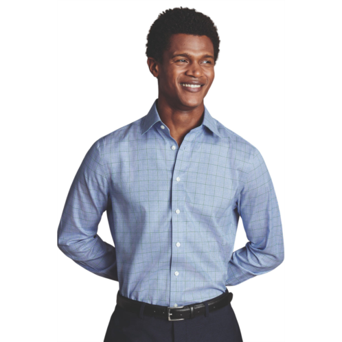Charles Tyrwhitt mens prince of wales check non-iron twill slim fit shirt single cuff