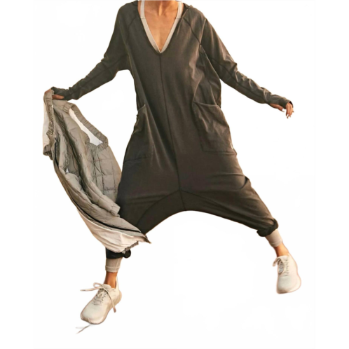 Free People hot shot long sleeve onesie in black