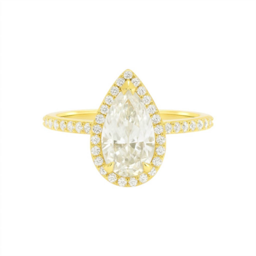 Allyanna Gifts womens pear shape halo moissanite ring in gold