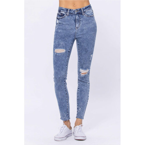 Judy Blue destroyed skinnies in acid wash