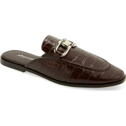 Jeffrey Campbell womens moment flat shoes in dark brown croc