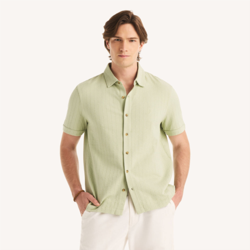 Nautica mens classic fit seersucker button-front polo