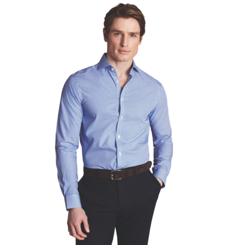 Charles Tyrwhitt mens grid check non-iron stretch twill slim fit shirt single cuff