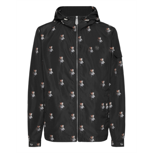 PHILIPP PLEIN nylon hooded windbreaker teddy all-over