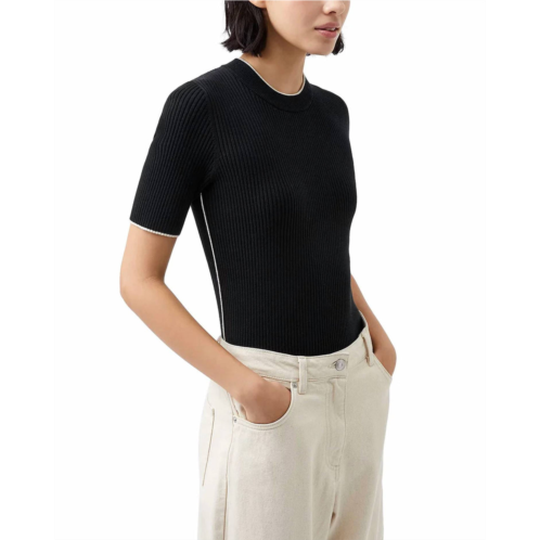 FRENCH CONNECTION mozza short sleeve jumper in black