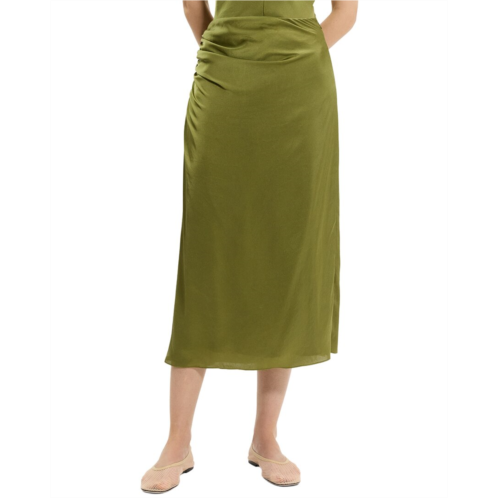 Theory crushed satin ruched skirt