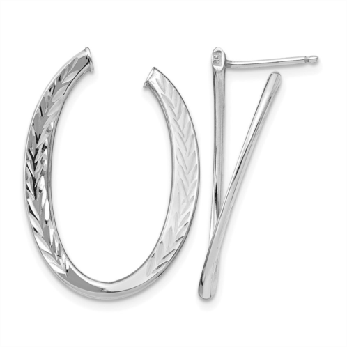 Diamond2Deal 14k white gold polished diamond cut hoop earrings