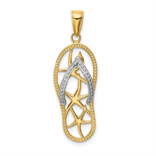 Diamond2Deal 14k two-tone gold starfish flip-flop pendant