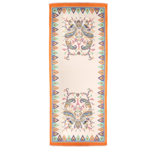 ETRO floral paisley orange border scarf