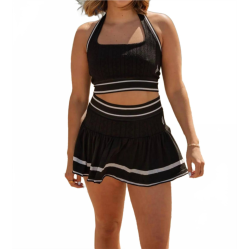 Free People advantage halter neck crop top and mini skirt set in black