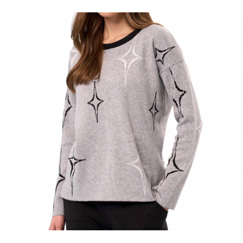 French kyss scoop neck diamond sweater in slate/multi