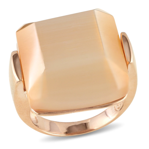 Mimi & Max 30ct tgw champagne simulated cat eye ring rose silver plated