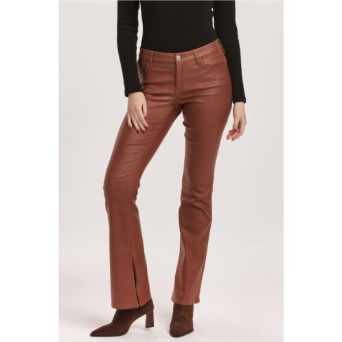 DEAR JOHN DENIM jax coated bootcut jean with slit in cognac