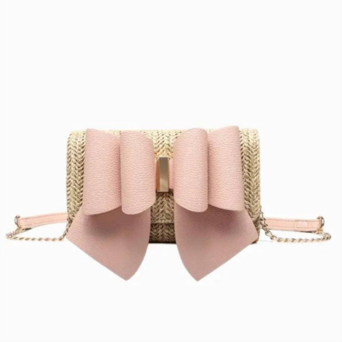 Like Dreams womens bonnie straw wallet bowtie crossbody bag in pink