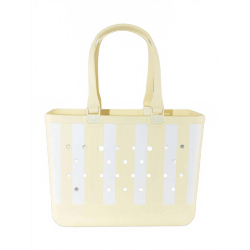 Simply Southern womens striped tote bag in lemon