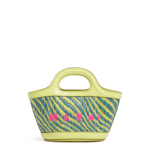 MARNI structured handbag with woven pattern and embroidered detail