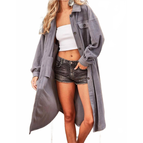 BiBi oversized fleece long jacket in grey