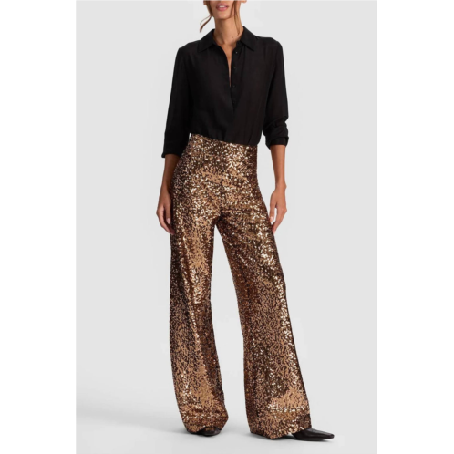 Alice olivia athena sequin pant in gold/black