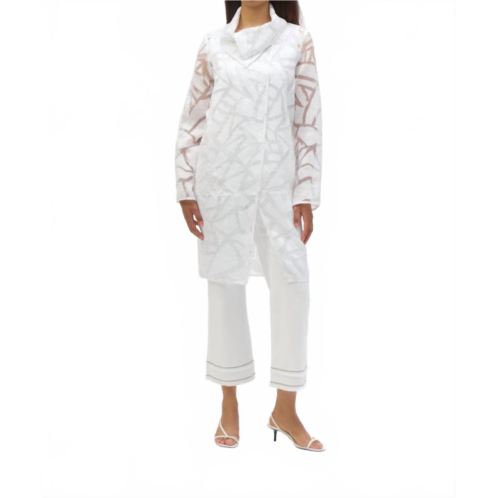 Joseph Ribkoff organza abstract print cocoon coat in white/black