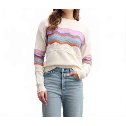 Hatley pointelle wave sweater in summer sky ripple