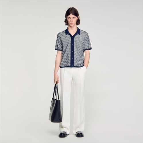 Sandro square cross jacquard shirt