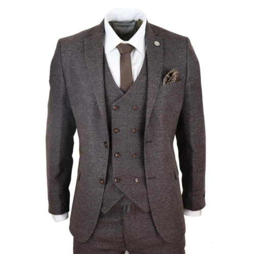 Oliver Tweed mens brown wool 3 piece suit double breasted Tweed peaky blinders 1920