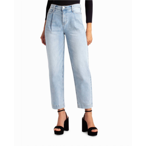 Nicole Miller sutton place high rise pleated taper jean in light blue