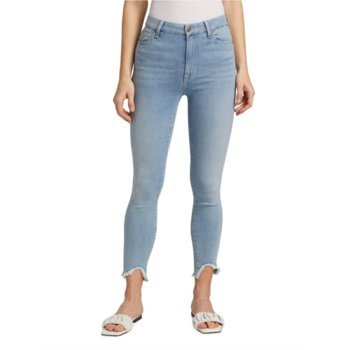 7 For All Mankind ankle skinny frayed wave hem jeans in maple