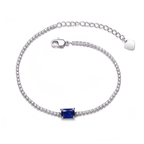 Genevive sterling silver white gold plated with colored cubic zirconia bracelet