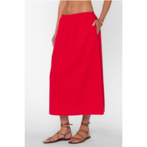 Velvet Heart womens fiona linen blend pull on skirt in red