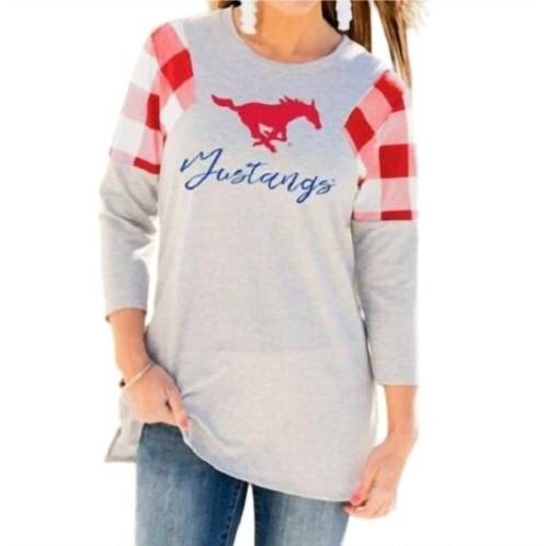 Gameday Couture smu get in check tunic in grey/red