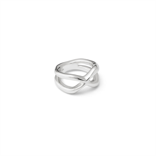 UNOde50 sterling silver plated metal alloy ring in the shape of a crossed spider leg