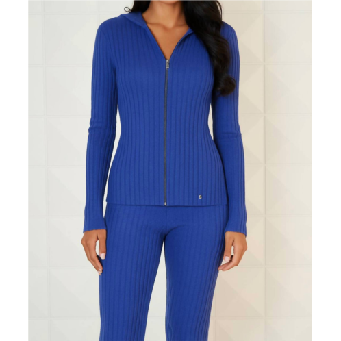 Angel Apparel braided zip cardigan in peri