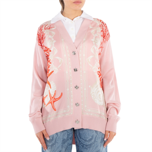 Versace barocco sea panelled v-neck cardigan