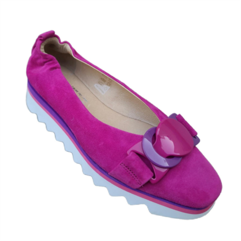 Softwaves womens suede loafer in fuschia