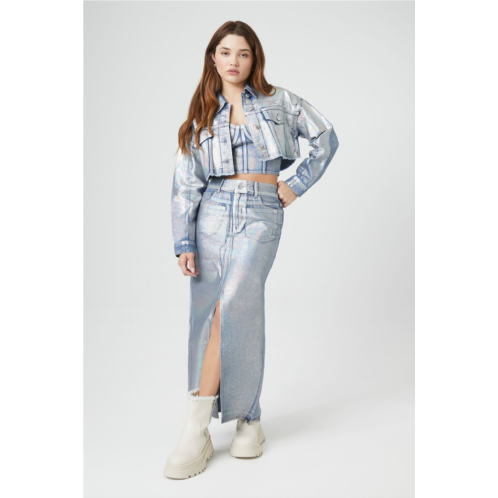 Forever 21 iridescent denim a-line maxi skirt