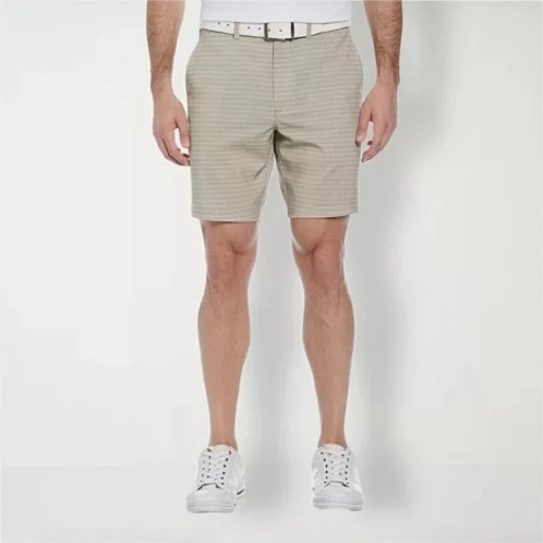 PGA TOUR mens golf shorts brown striped stretch regular fit zip fly ups584