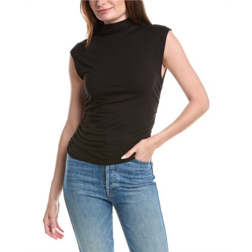 T Tahari mock neck ruched top
