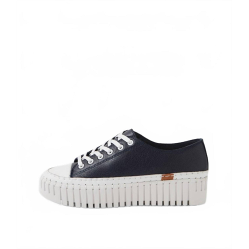 Django & Juliette womens baselo shoe in white-navy leather-tumble leather